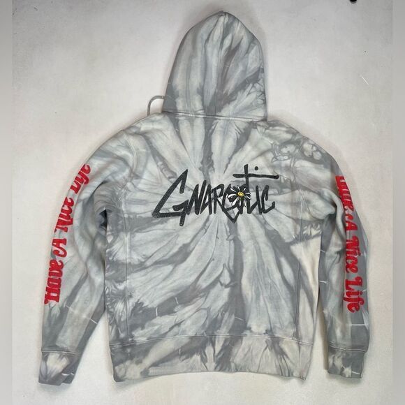 Gnarctic Have A Nice Life Pullover Hoodie Men Medium Gray Tie Dye - Picture 4 of 7